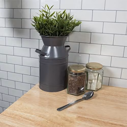 St Helens Home and Garden Vintage Metal Milk Churn Planter, Grey, Height: 19 cm – 4