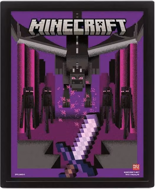 Minecraft Logo 3D Lenticular Paper Poster in Purple – 1