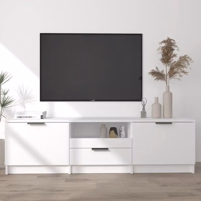 Berkfield Home Modern White TV Cabinet W: 140 cm, D: 40 cm, H: 40 cm