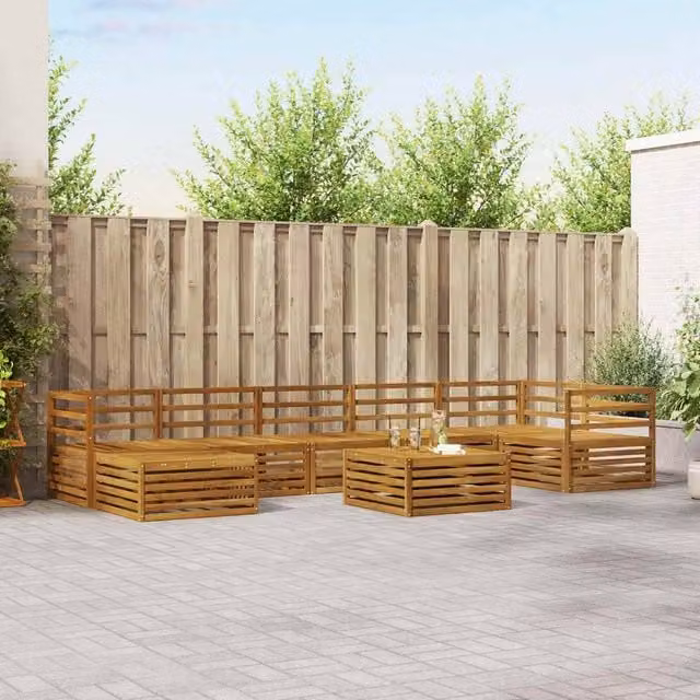 Berkfield Home 8-Piece Modern Outdoor Sofa Set in Brown Acacia Wood – 1