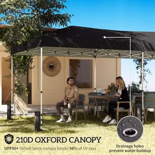 Outsunny Pop Up Gazebo with UPF 50+ Protection, Black, W: 300 cm, D: 300 cm, H: 285 cm – 3