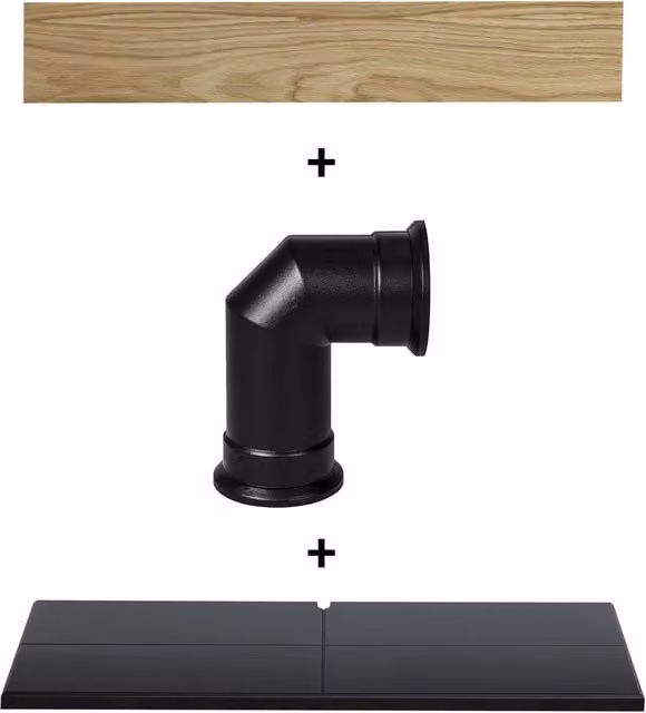 Adam Fires & Fireplaces Adam Oak Beam Hearth and Stove Pipe Set in Black and Multicolour