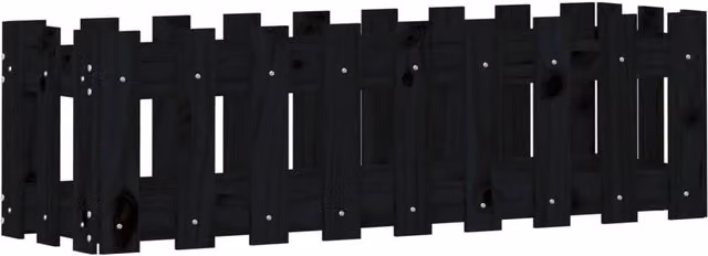 Berkfield Home Garden Raised Bed with Fence Design in Black, Solid Wood and Plastic, W: 100 cm, D: 30 cm, H: 30 cm