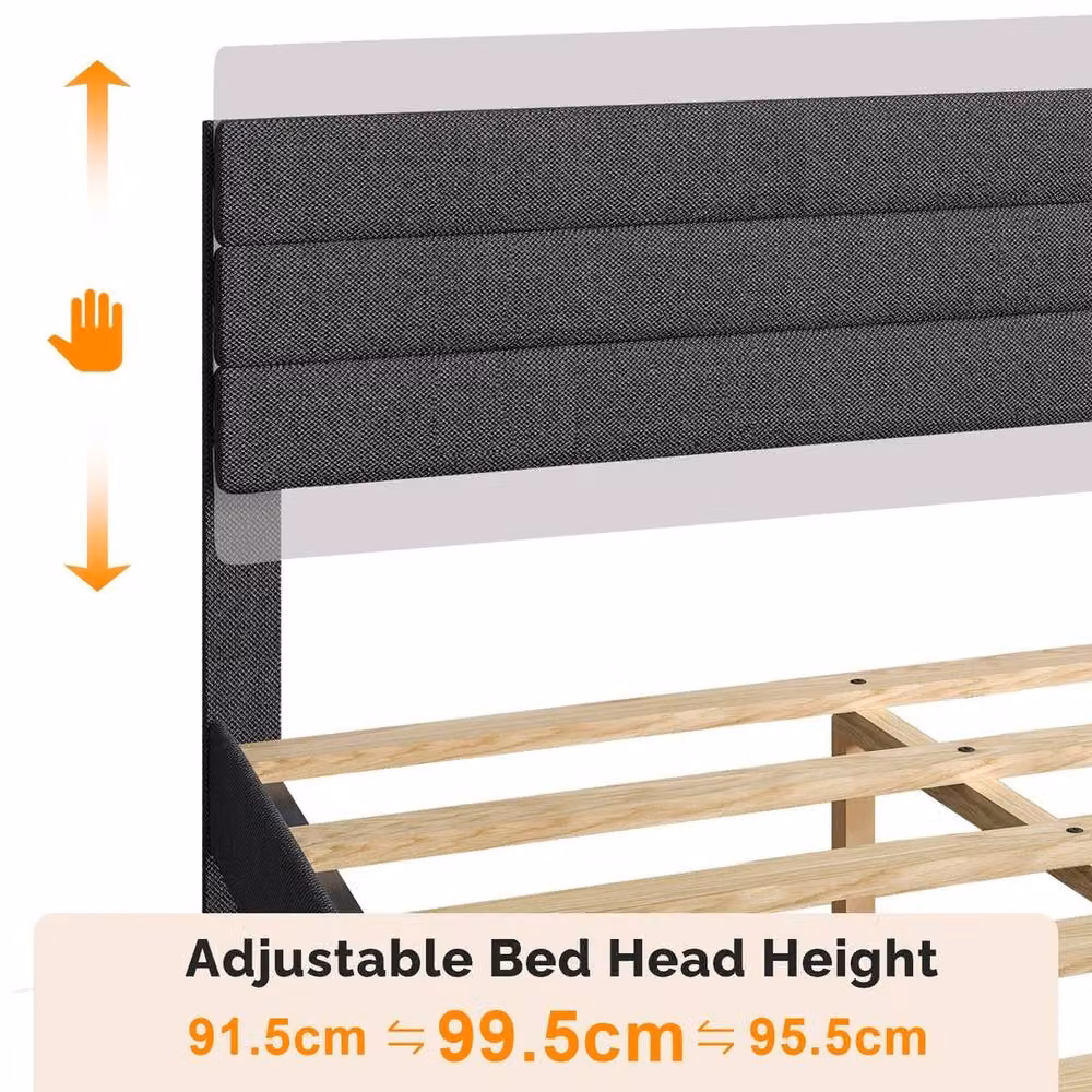 SPETLEK Grey Linen Upholstered Single Bed, W/D/H: 120 x 200 cm – 2