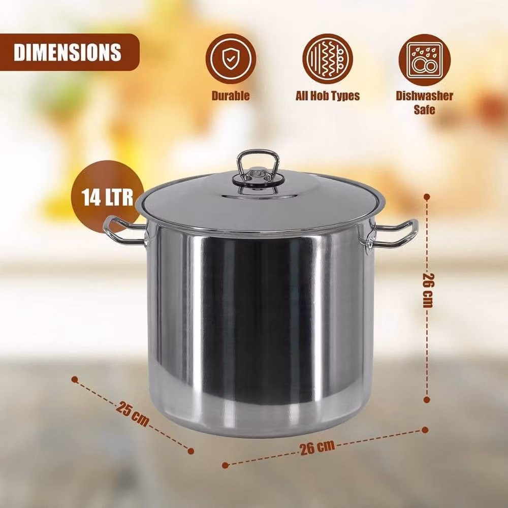 PAWNORA 14 l Large Deep Stainless Steel Stock Pot in Silver – 2