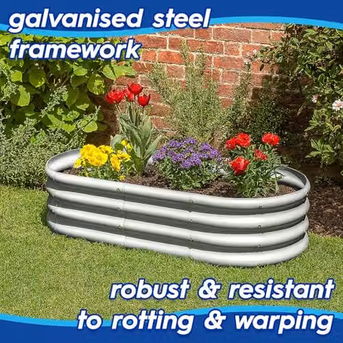 Harbour Housewares Raised Garden Bed, Green Galvanised Steel Bottomless Planter, W/D/H: 120 x 60 x 60 cm – 2