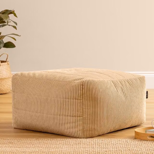 ICON Noa Slab Jumbo Cord Ottoman in Stone