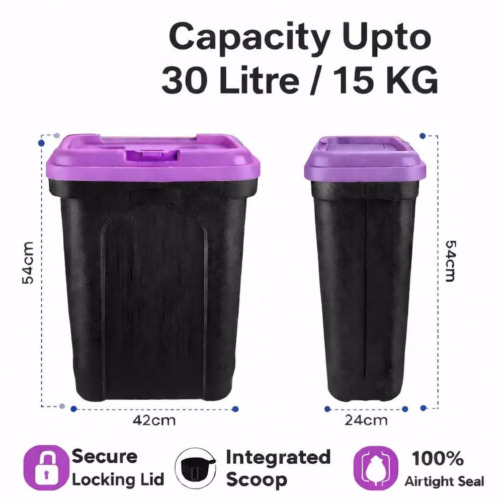 FLAVORA Grey Plastic Dry Pet Food Storage Container for Dogs and Cats, W/D/H: 100 x 15 x 15.5 cm – 2