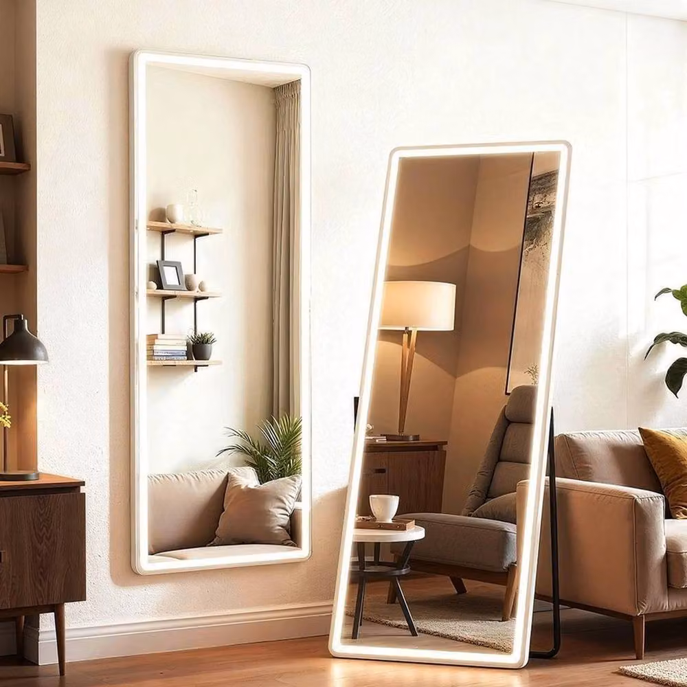 Havendro LED Full Length Rectangular Mirror in White, Wall or Floor Mounted with Dimmable Touch Switch – 4