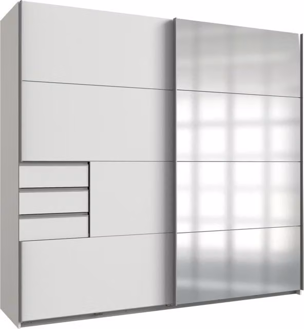 TJS Saigon Solo Sliding Wardrobe in White, Width: 225 cm