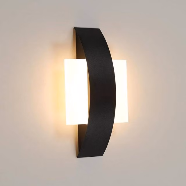 Goeco Modern 12W LED Wall Light in Black with Warm White 3000k Acrylic and Metal Up and Down Lighting for Hallway, Stairs, Bedroom or Living Room