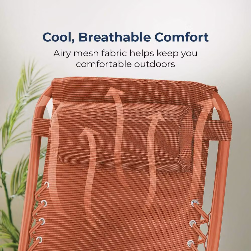 Gainsborough Zero Gravity Reclining Garden Chair in Terracotta with Textilene Fabric and Armrests – 3