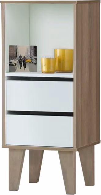Ruby Bookcase with 2 Drawers in White Walnut