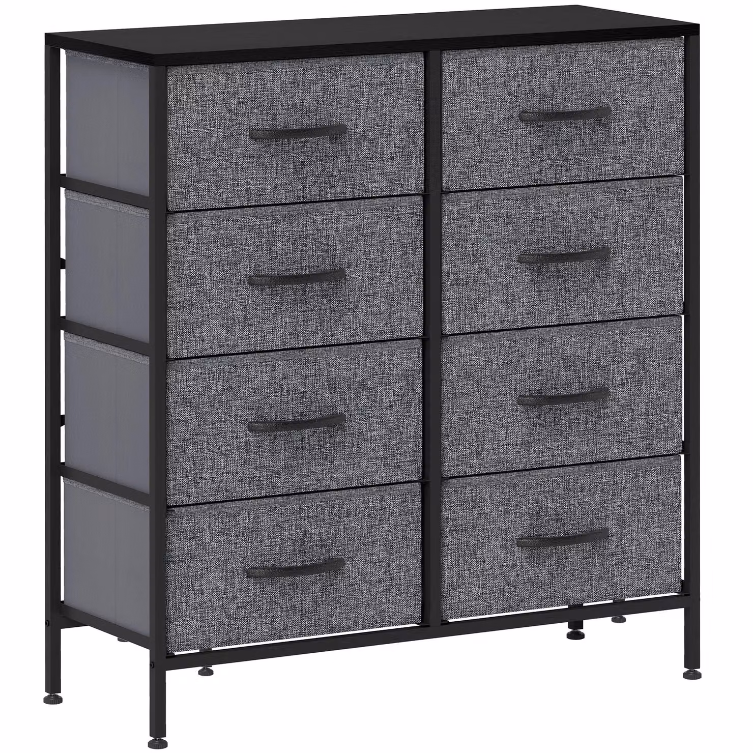 HOMCOM 8 Drawer Fabric Chest of Drawers with Wooden Top in Black – 2