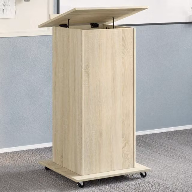 Berkfield Home Lectern with Wheels and Drawer in Sonoma Oak Brown, W/D/H: 55 x 55 x 107 cm – 1