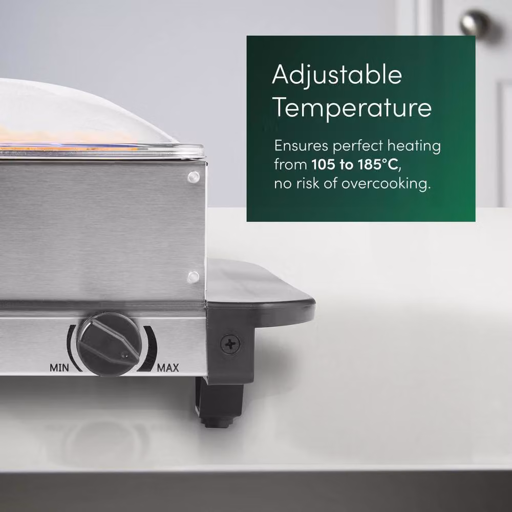 Emperial 4 Tray Electric Buffet Food Warmer with Adjustable Temperature, 300W, Silver – 7