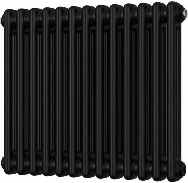 Alpha 2 Column Radiator in Black, H 180 cm x W 59.2 cm x D 5 cm