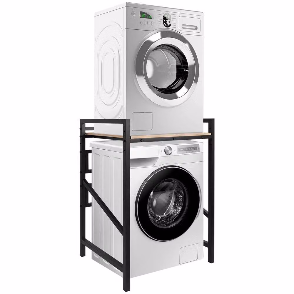 SPETLEK Heavy Duty Steel Washer Dryer Stacking Stand with Adjustable Shelves, Black – 5