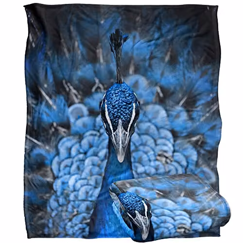 Bcreative Reinders Peacock Silky Touch Super Soft Fleece Throw Blanket, White, W: 152 cm, D: 127 cm – 6
