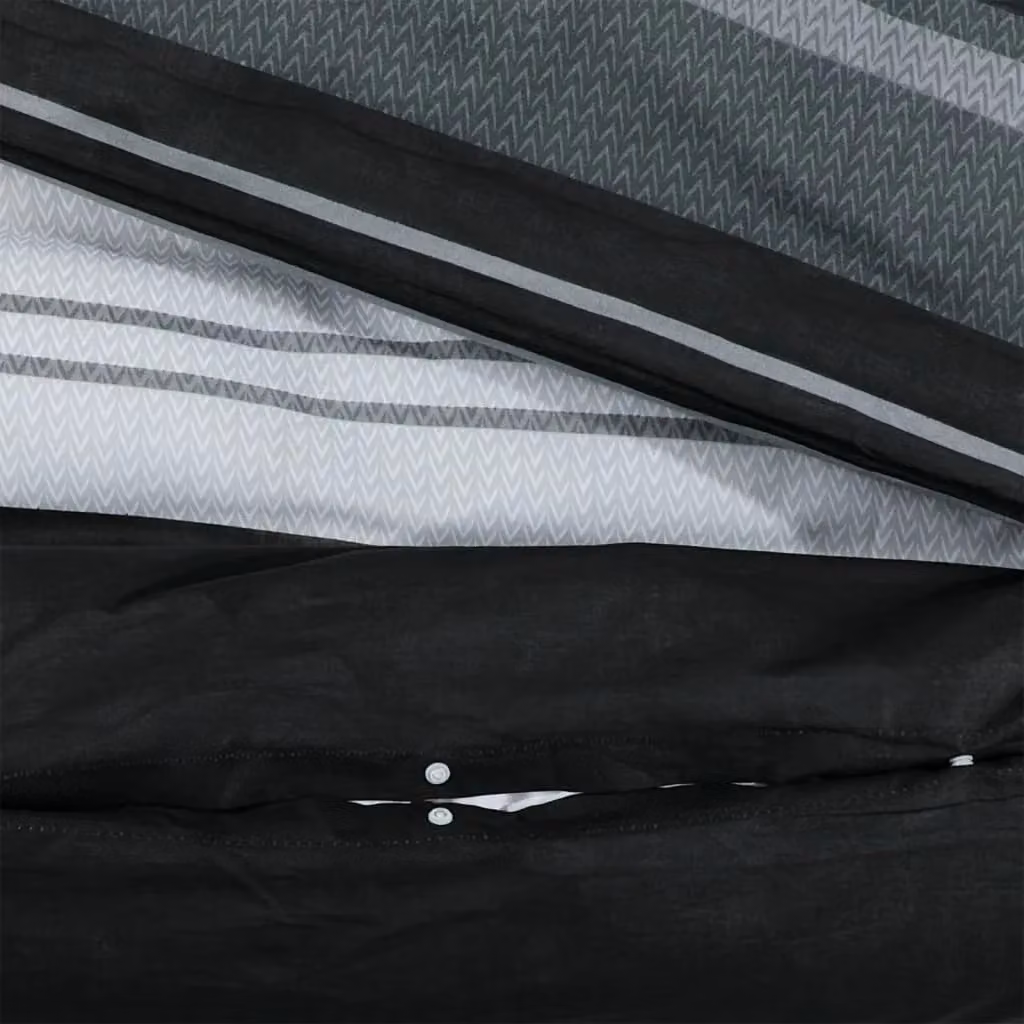 Berkfield Home Striped Cotton Duvet Cover and Pillowcase Set in Black and White, W: 260 cm, H: 220 cm – 4
