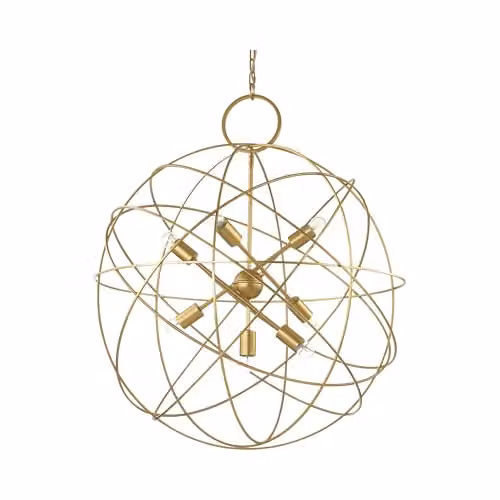 Netlighting Konse 7 Light Spherical Metal Ceiling Pendant in Gold/Brass