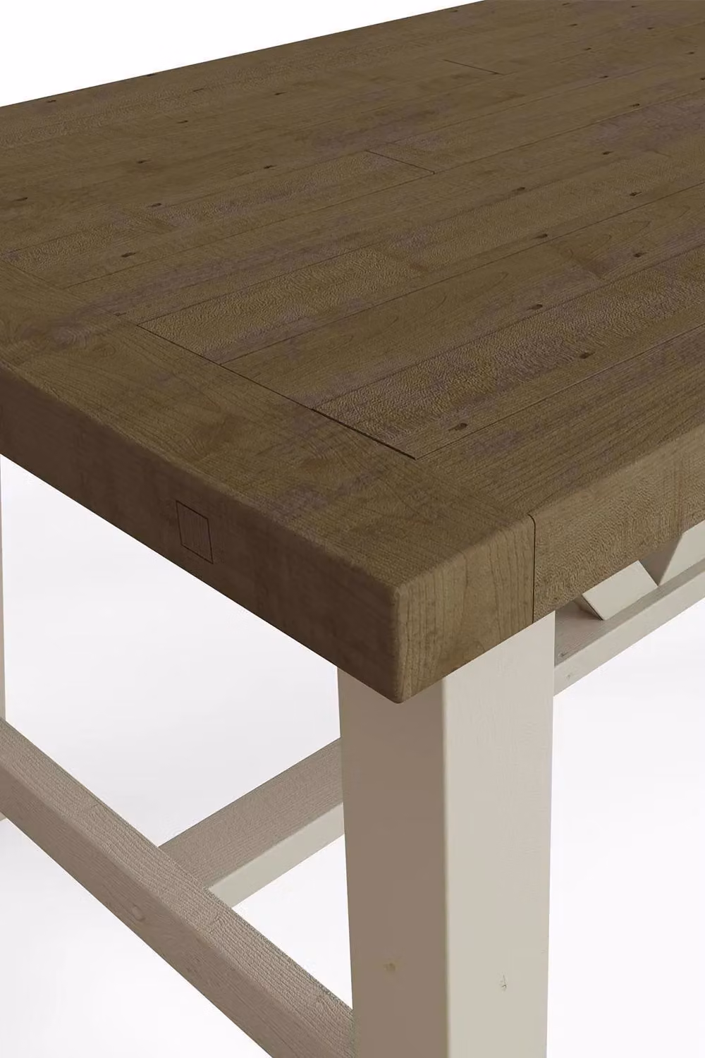 FWStyle Rustic Reclaimed Pine Trestle Dining Table in Beige and Brown, W: 160 cm, D: 100 cm, H: 70 cm – 3