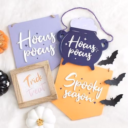 Something Different Wholesale Hocus Pocus Cauldron Purple Wooden Hanging Sign Halloween Wall Plaque – 3