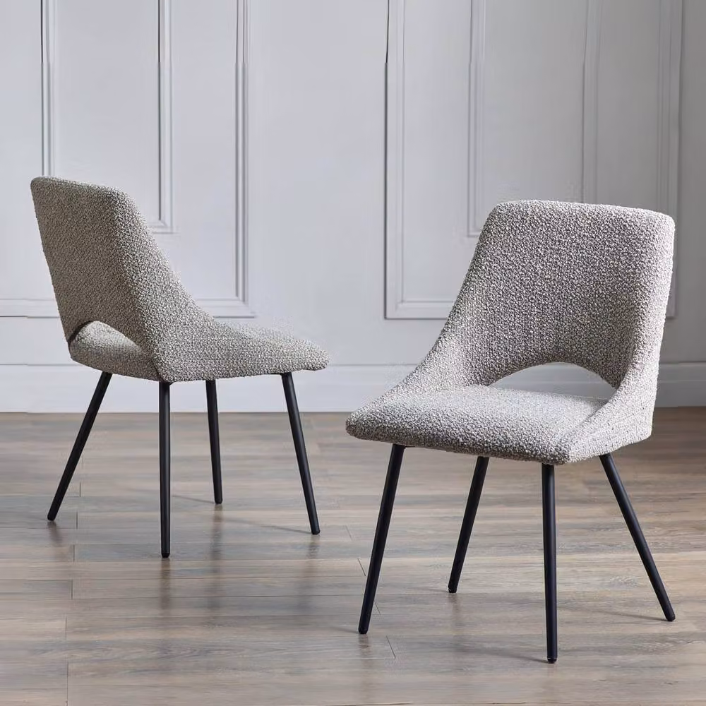 Cheshire Norbury Set of 2 Grey Boucle Modern Upholstered Dining Chairs – 3