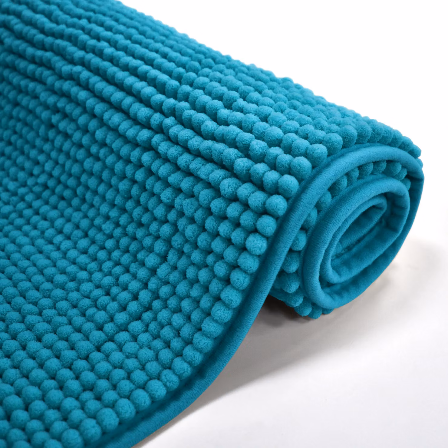 Velosso Shaggy Noodle Microfibre Bathmat in Jade Green/Turquoise with Non-Slip Backing – 2