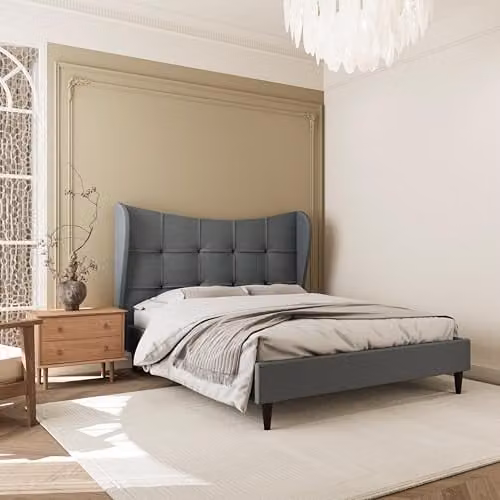 Seconique Verona King Size Upholstered Lift Up Bed in Grey Fabric, H: 221.0 cm x W: 180 x D: 200 cm
