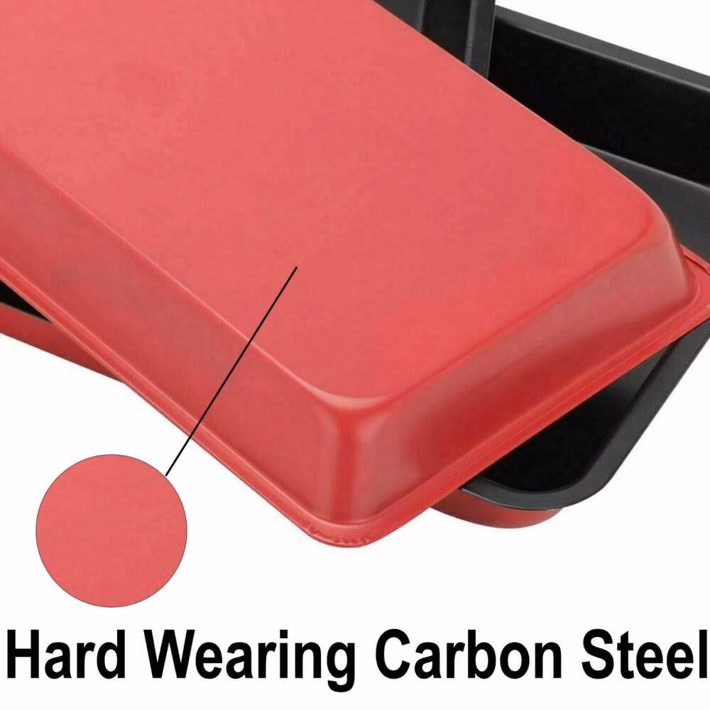 Flavora Non-Stick Carbon Steel Rectangular Baking and Roasting Tray Set in Red, W: 100 cm, D: 15 cm – 3