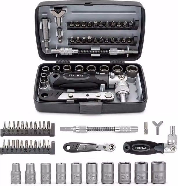 VOGREX 38-in-1 Rotatable Ratchet Precision Bit Screwdriver Set in Black