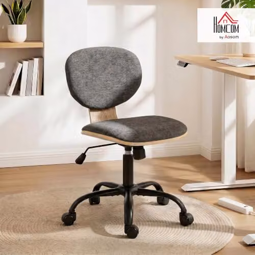 HOMCOM Grey Fabric Home Office Task Chair with 360 Degree Swivel and Castors, W/D/H: 51 x 45 x 83 cm – 2