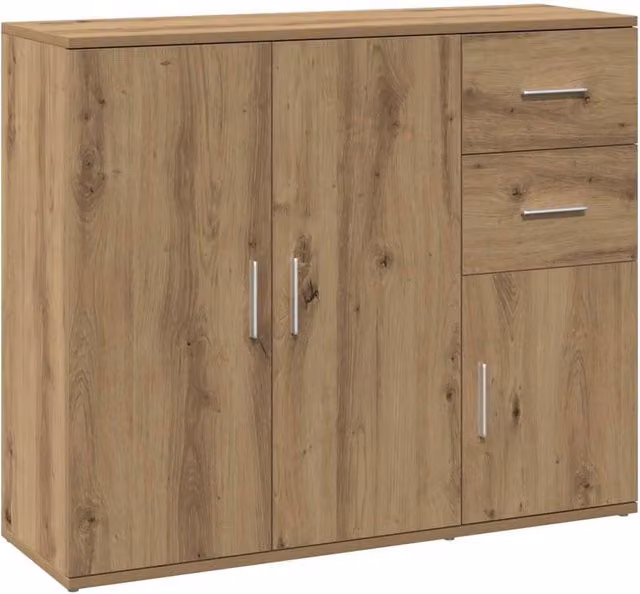 Berkfield Home Artisan Oak Sideboard in Brown, W/D/H: 91 x 29.5 x 75 cm