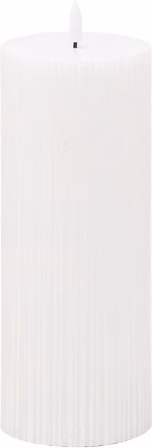 Luxer Collection Natural Glow White Ribbed LED Pillar Candle with Flicker Effect and Timer