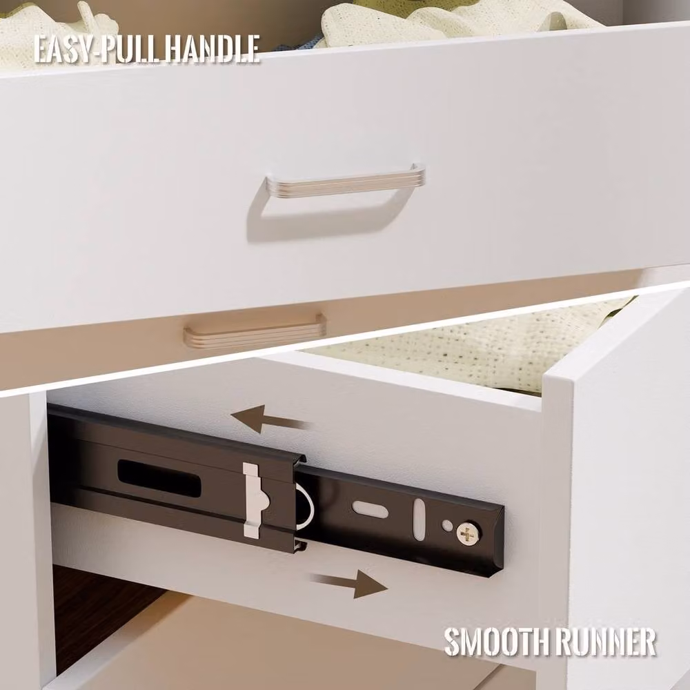 FORGEVIO Modern 5 Drawer Chest of Drawers and Dressing Table in White – 2