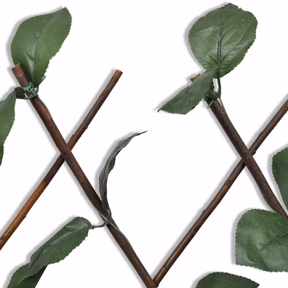 Berkfield Home Extendable Willow Trellis Fence with Artificial Leaves, 5 Pieces, Brown, H 180 cm x W 90 cm – 5