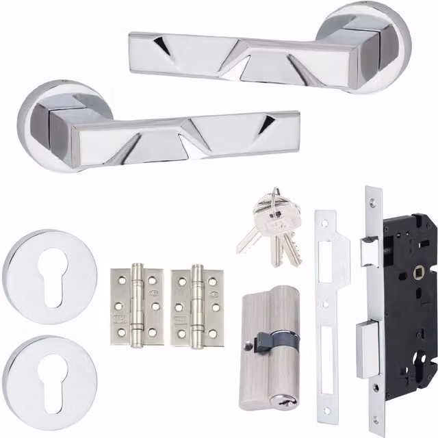 Golden Grace Door Handle Set in Silver