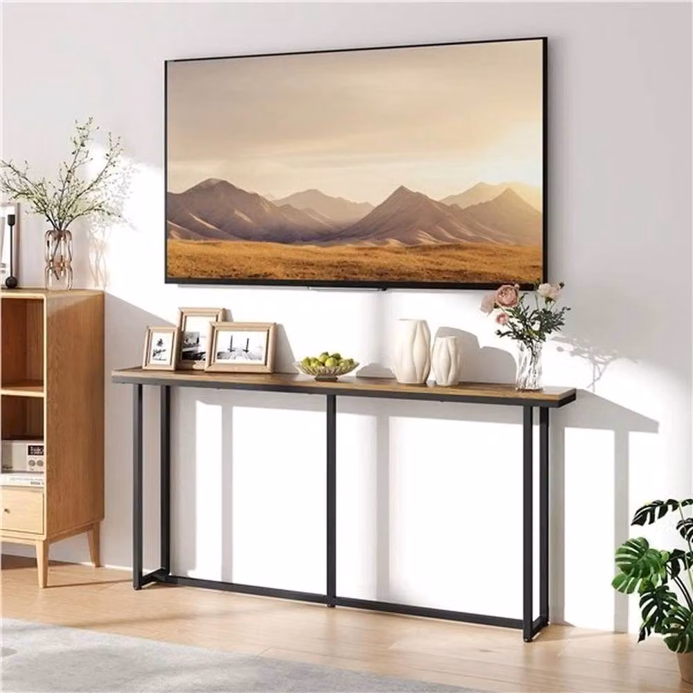 KORVIXA Narrow Extra Long Console Table in Brown Rustic Wood and Metal, W/D/H: 160 x 40 x 81 cm – 3