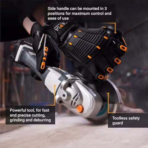 Batavia Maxxpack 18V Cordless Brushless Angle Grinder 115mm, Grey and Orange – 5