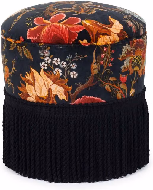 House of Hackney Artemis Black Velvet Ottoman W/D/H: 44 x 45 x 45 cm
