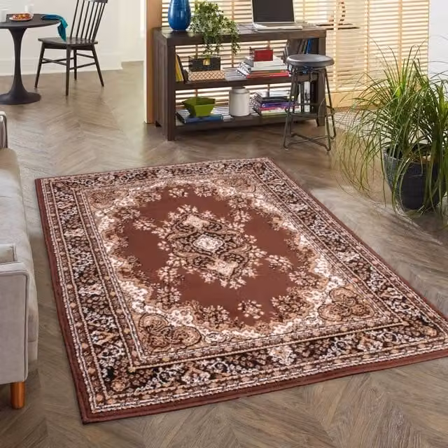 DS Living Classic Chocolate Brown Oriental Rectangular Rug, W: 60 cm, L: 110 cm
