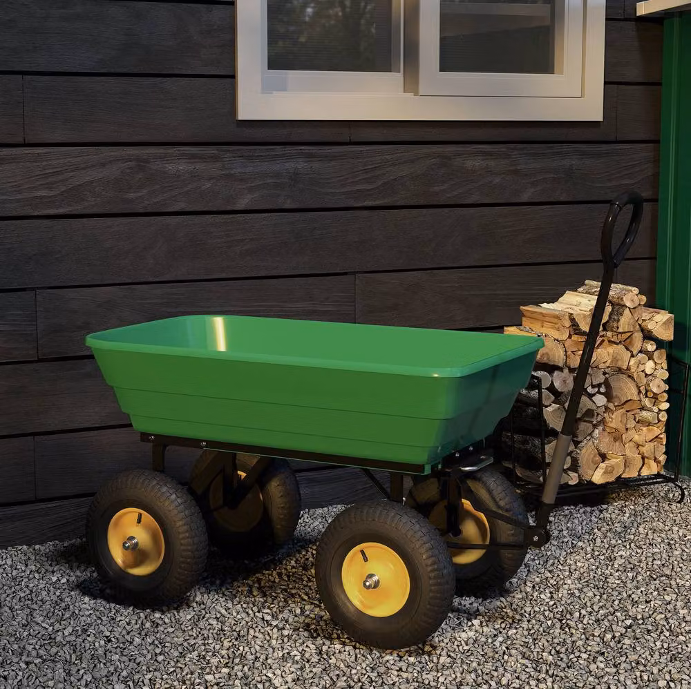 STILVORA Garden Cart with Tipping Function, 75L, Green – 6