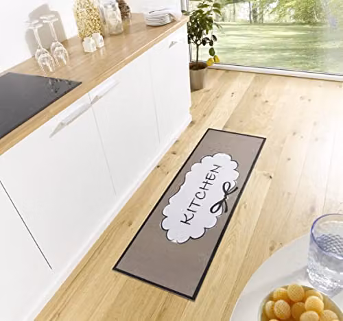 Hanse Home Cook & Clean Kitchen Runner, Beige and Multicolour Abstract Design, W/D/H: 50 x 150 cm