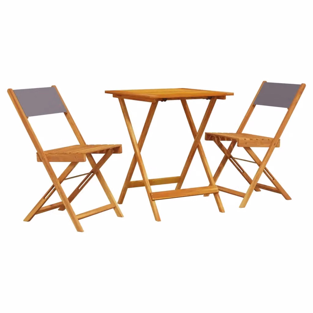 Berkfield Home 3 Piece Bistro Set in Anthracite Fabric and Black Acacia Wood – 2