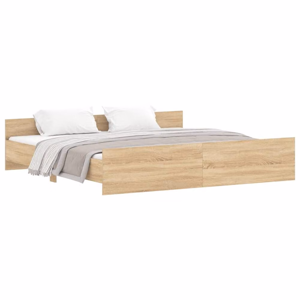 Berkfield Home Bed Frame with Headboard and Footboard in Sonoma Oak Brown, 200 x 200 cm – 2