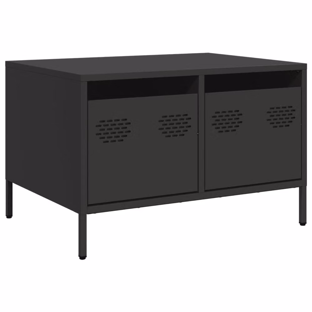 Berkfield Home TV Cabinet in Matt Black Cold-rolled Steel, W: 68 cm, D: 50 cm, H: 43.5 cm – 3