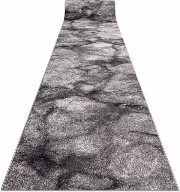 RugsX Silver Marble Runner in Grey, W: 70 cm, L: 330 cm