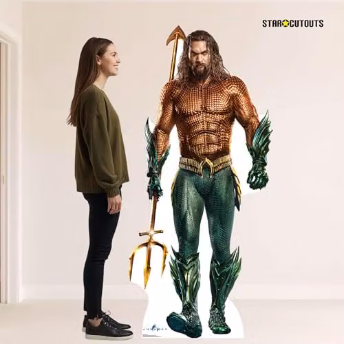 Star Cutouts Aquaman Jason Momoa Cardboard Cutout in Blue and Multicolour, Height: 194 cm – 2