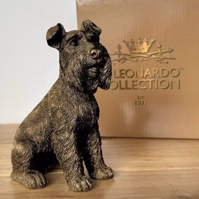 Leonardo Reflections Bronzed Schnauzer Dog Figurine, Bronze Effect, Height: 17 cm